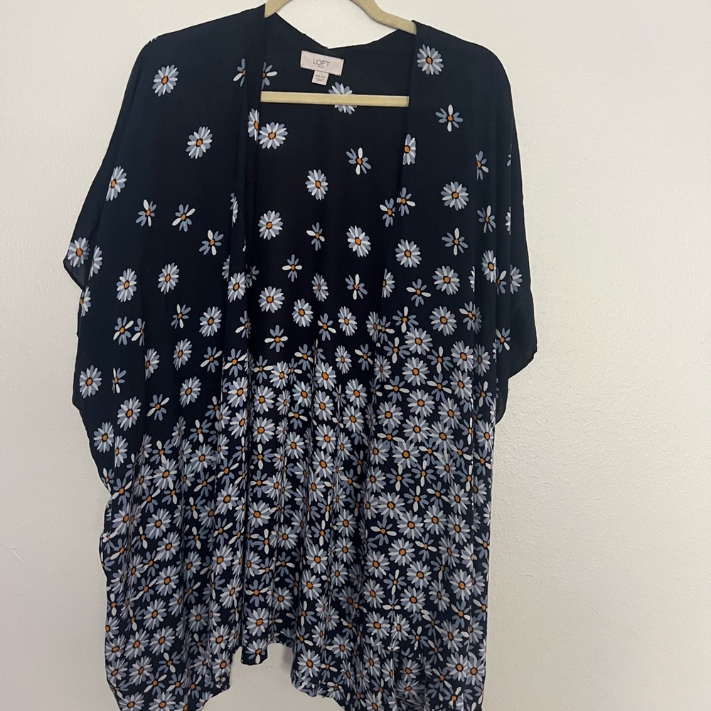 LOFT outlet Navy Floral Kimono